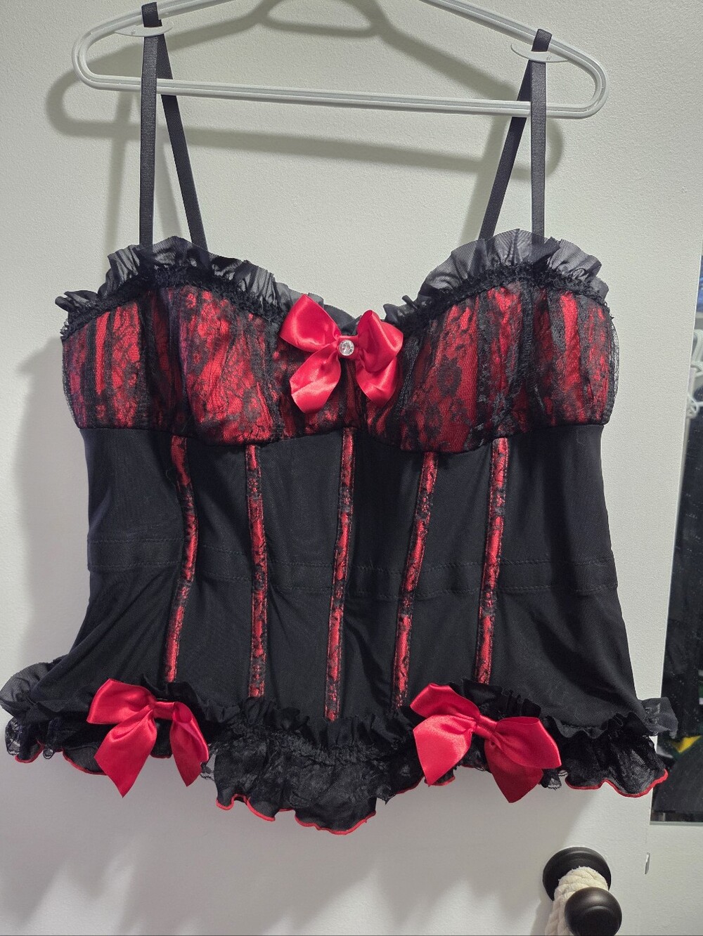 Coquette Red & Black Lace Corset Bustier 3X/4X